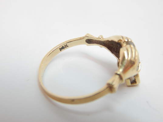 14k Yellow Gold CZ Claddagh Ring 2.2g image number 7