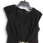 Womens Black Sleeveless Split Neck Back Zip Knee Length Sheath Dress Sz 4 image number 3