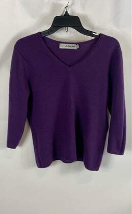 Lusso Womens Purple Cashmere V-Neck Long Sleeve Pullover Sweater Size Large