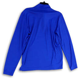 Mens Blue 1/4 Zip Mock Neck Long Sleeve Logo Pullover T-Shirt Size Medium alternative image