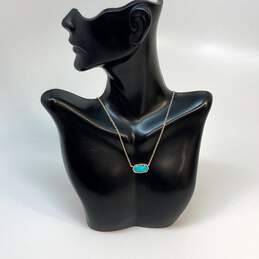 Designer Kendra Scott Silver-Tone Blue Elisa Stone Pendant Necklace