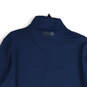 Mens Blue Mock Neck Long Sleeve 1/4 Zip Pullover Sweatshirt Size Medium image number 4