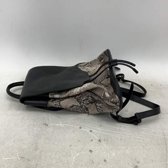 Womens Black Gray Fawn Python Pilot Bottom Studs Adjustable Strap Backpack Bag image number 3