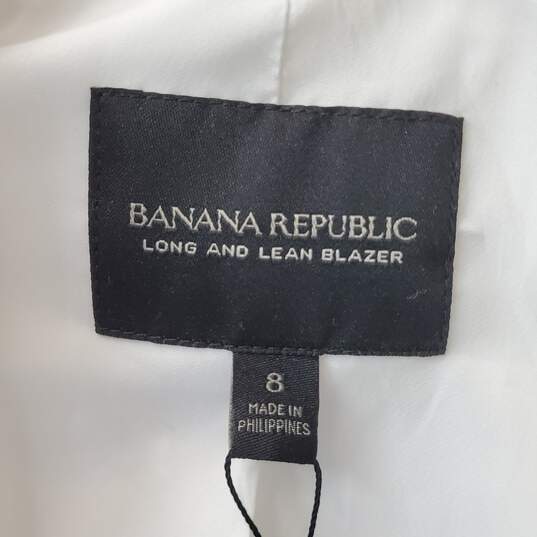 Banana Republic White Long & Lean Blazer Linen Blend Size 8 image number 3