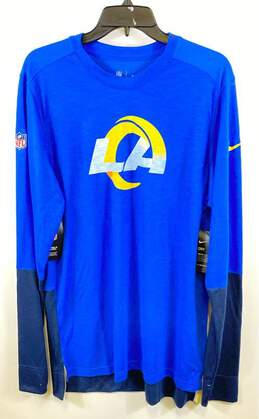 NWT Nike Mens Blue On Field Dri Fit Los Angeles Rams Football NFL T-Shirt Size L