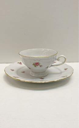 Bavaria West Germany Elfenbein Rose Patten Tea Cup Saucer Plate Set 9 Pieces alternative image