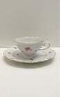 Bavaria West Germany Elfenbein Rose Patten Tea Cup Saucer Plate Set 9 Pieces image number 2
