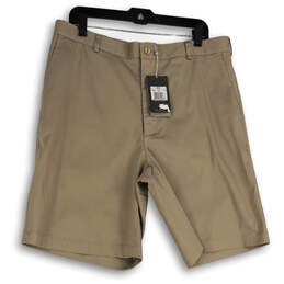 NWT Mens Tan Flat Front Slash Pocket Golf Chino Shorts Size 36