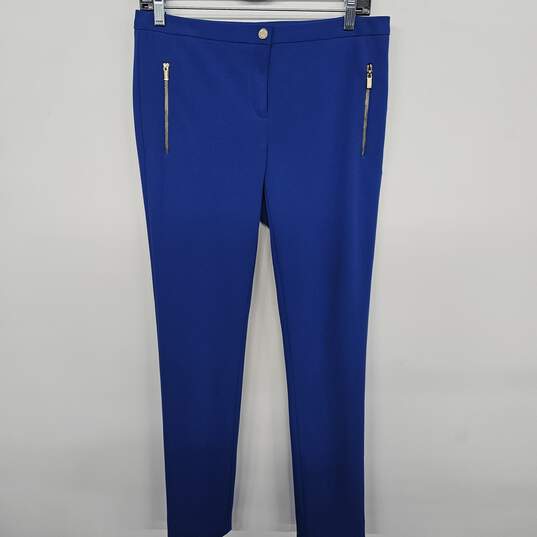 Slim Leg Capri Stretch Gold Tone Accent Ankle Pants Electric Blue image number 1