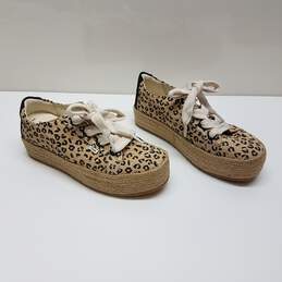 Toms Cassiah Cheetah Lace Up Espadrille Shoes Sz 8