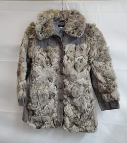 Vintage Angora Rabbit Fur Suede Leather Belted Womens Jacket Sz M