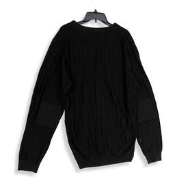 NWT Mens Black Knitted V-Neck Slim Fit Pullover Sweater Size 3XLT alternative image