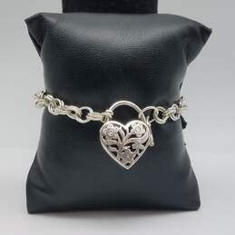 Sterling Silver Heart Charm 7" Bracelet 16.6g alternative image