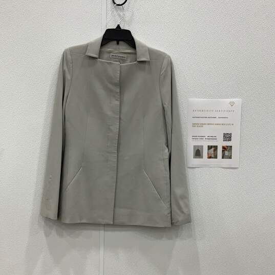 Emporio Armani Mens Gray Long Sleeve Long Sleeve Collared Blazer Size 46 w/ COA image number 1