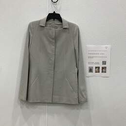 Emporio Armani Mens Gray Long Sleeve Long Sleeve Collared Blazer Size 46 w/ COA