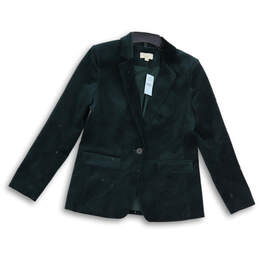 NWT Womens Green Velvet Notch Lapel Long Sleeve One Button Blazer Size 4p