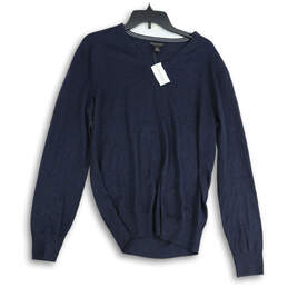 NWT Womens Navy Blue V-Neck Long Sleeve Pullover Sweater Size Medium