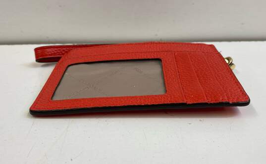 Michael Kors Orange Leather Zip Key Ring ID Card Organizer Wallet Wristlet image number 5
