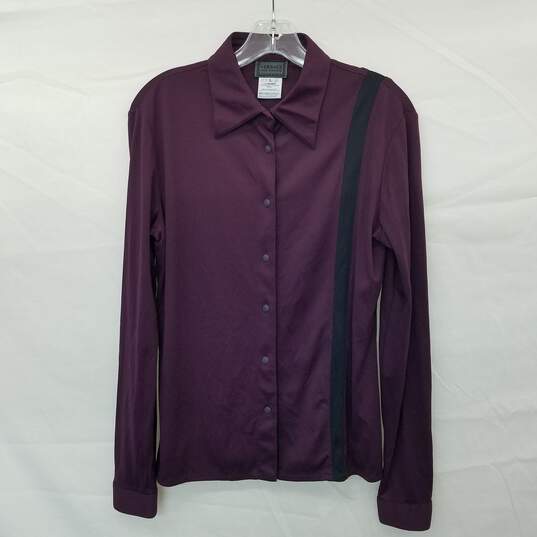 Versace Jeans Signature Burgundy Polyamide Shirt Wms Size L AUTHENTICATED image number 1