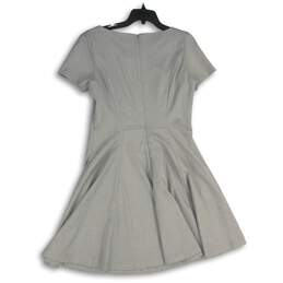 H&M Womens Gray Boat Neck Short Puff Sleeve Back Zip A-Line Dress Size 10 alternative image