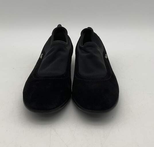 Salvatore Ferragamo Women's Size 7.5 Black Suede Stretch Microfiber Slip On Flats Shoes image number 3