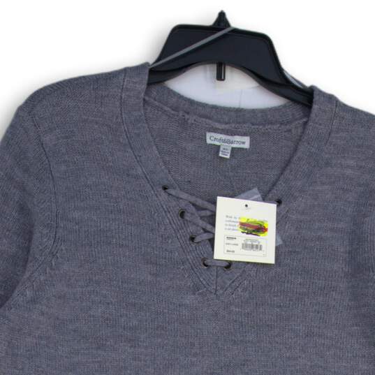 NWT Croft & Barrow Womens Gray Long Sleeve V-Neck Pullover Sweater Size XL image number 3