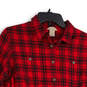 Womens Red Plaid Spread Collar Long Sleeve Button-Up Shirt Size M image number 3