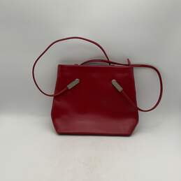 Womens Red Leather Detachable Strap Zipper Pocket Backpack Bag