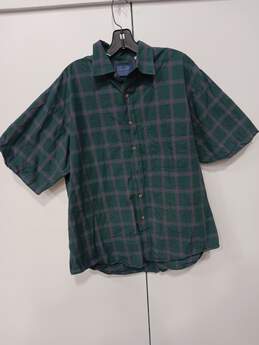 Men's Pendleton Green Plaid Short Sleeved Flannel Shirt Sz L