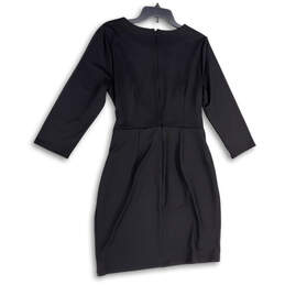NWT Womens Black Long Sleeve Twist Front Back Zip Sheath Dress Size L alternative image