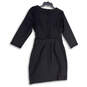 NWT Womens Black Long Sleeve Twist Front Back Zip Sheath Dress Size L image number 2