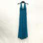 NWT Womens Blue Floral Sleeveless Halter Neck Backless Maxi Dress Size 1/2 image number 1
