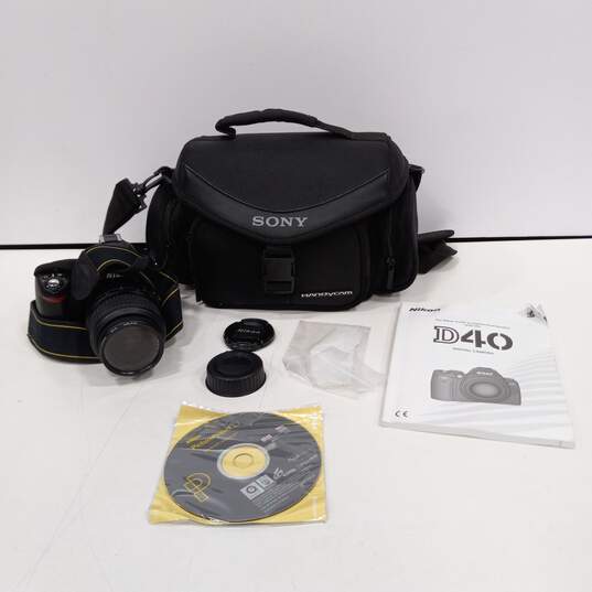 Nikon D40 Digital Camera & Accessories in Bag image number 1