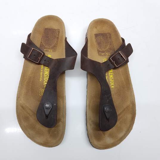 Buy the Birkenstock Men Gizeh Habana Brown Oiled Leather Sandals Size 7 (US  Women 8.5)