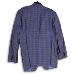 Mens Blue Gingham Notch Lapel Long Sleeve Two Button Blazer Size 46 L alternative image