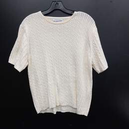 Pendleton Women's Ivory Knit Short Sleeve Sweater size XL