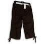 NWT Womens Brown Flat Front Cargo Pockets Stretch Capri Pants Size 4 image number 2