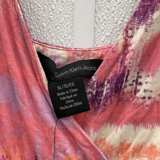 NWT Womens Pink Purple Tie Dye Sleeveless V-Neck Pullover Maxi Dress Sz XL image number 4