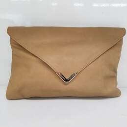 Elaine Turner RACHEL Taupe Leather Envelope Clutch NWT