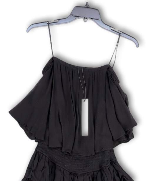NWT Womens Black Ruffle Strapless Smocked One-Piece Romper Size Medium image number 3