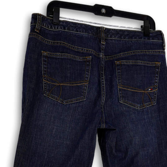 Womens Blue Denim Dark Wash Stretch Pockets Straight Leg Jeans Size 12S image number 2