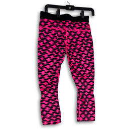 Womens Black Pink Dri-Fit Relay Print Elastic Waist Crop Leggings Size M alternative image