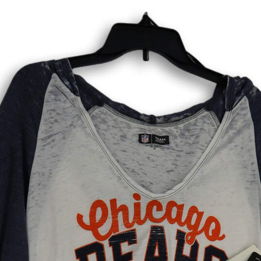 NWT Womens Blue Orange Hooded Chicago Bears Football T-Shirt Size 2XL image number 3
