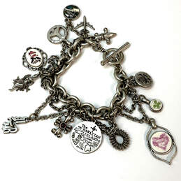 Designer Lucky Brand Silver-Tone Link Chain Classic Multiple Charm Bracelet alternative image