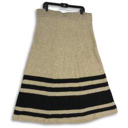 Womens Beige Striped Flat Front Tulsi Pull-On Midi A-Line Skirt Size XL alternative image