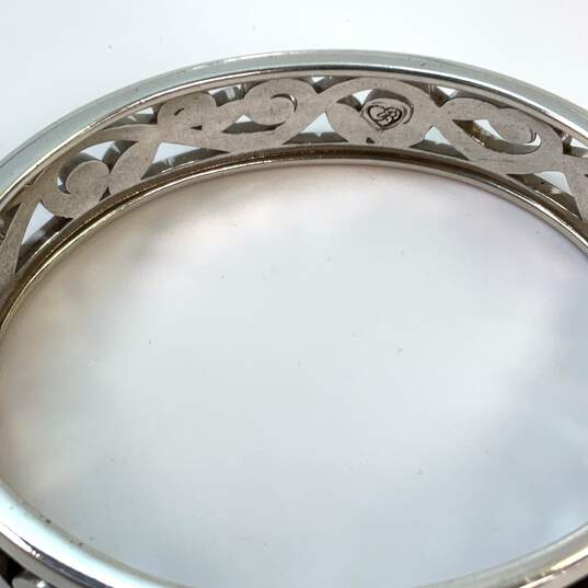 Designer Brighton Silver-Tone Round Scroll Hinged Bangle Bracelet image number 4