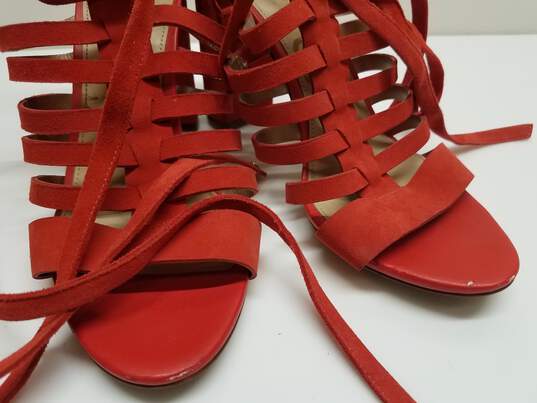 Sam Edelman Red Suede Gladiator Block Heel Sandals Womens Size 9 image number 2