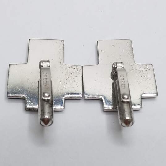 Sterling Silver Unique 1 3/8in Men's Cuff Links 16.8g image number 4