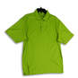 Mens Green Spread Collar Short Sleeve Side Slit Golf Polo Shirt Size Large image number 1