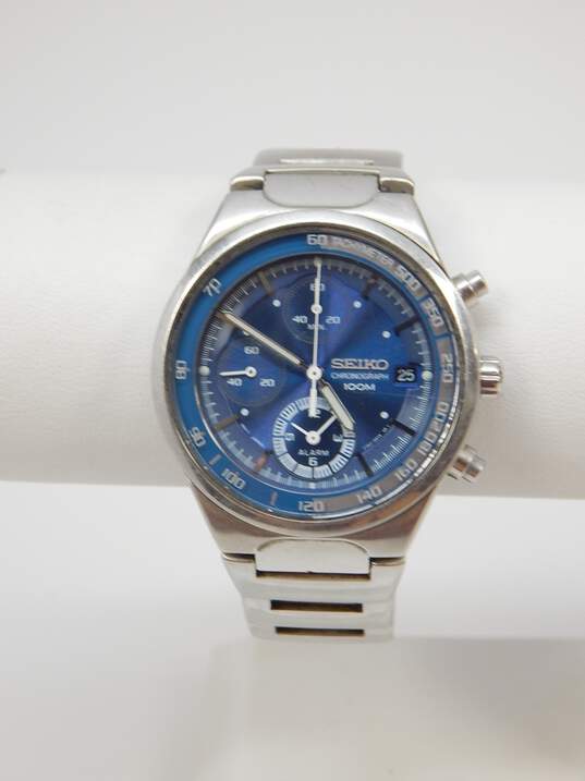 Buy the Seiko Chronograph 7T62-0AX0 Stainless Steel Mens Watch |  GoodwillFinds